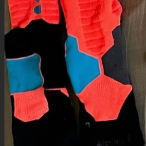 Coral and blue athletic Nike elite socks